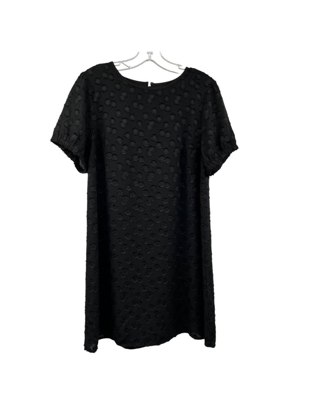 Loft Womens Shift Dress Short Sleeve Textured Black Size MP
